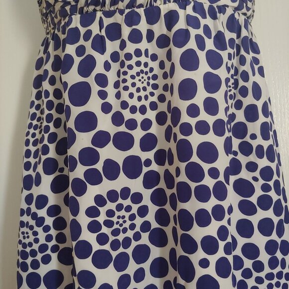 Alice & Olivia Numero De Modele Blue/White Polka Dot Strapless Mini Dress Silk - Picture 4 of 11